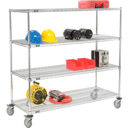 Nexel E-Z Adjust Wire Shelf Truck w/Brakes, 1200 lb. Capacity, 60inL x 24inW x 60inH 580556AB